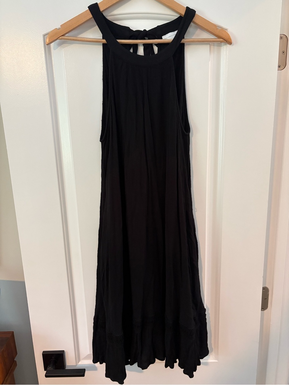 New York & Company Black Sleeveless Tie-Back Dress